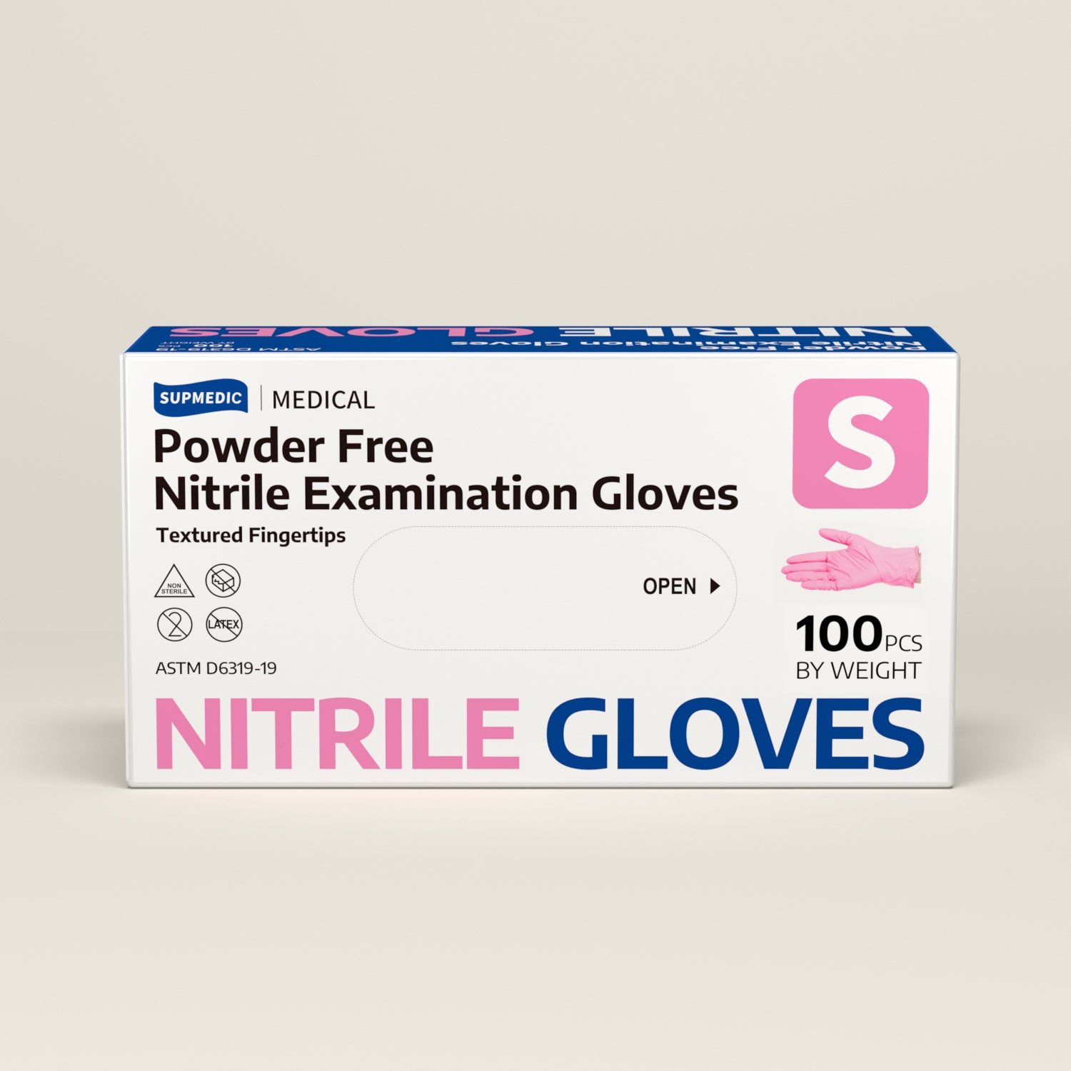 SOFT MAX Nitrile Gloves, 100 Count Latex-Free Powder-Free Non-Sterile Medical Disposable Glove, Rose Quartz