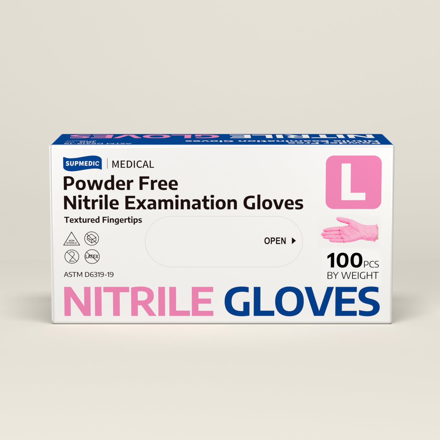 SOFT MAX Nitrile Gloves, 100 Count Latex-Free Powder-Free Non-Sterile Medical Disposable Glove, Rose Quartz