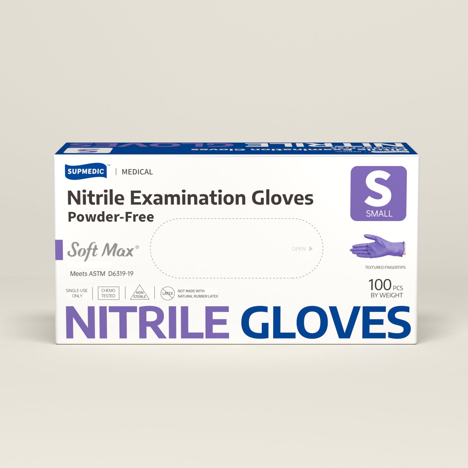 SOFT MAX Nitrile Gloves, 100 Count Latex-Free Powder-Free Non-Sterile Medical Disposable Glove, Blue Violet