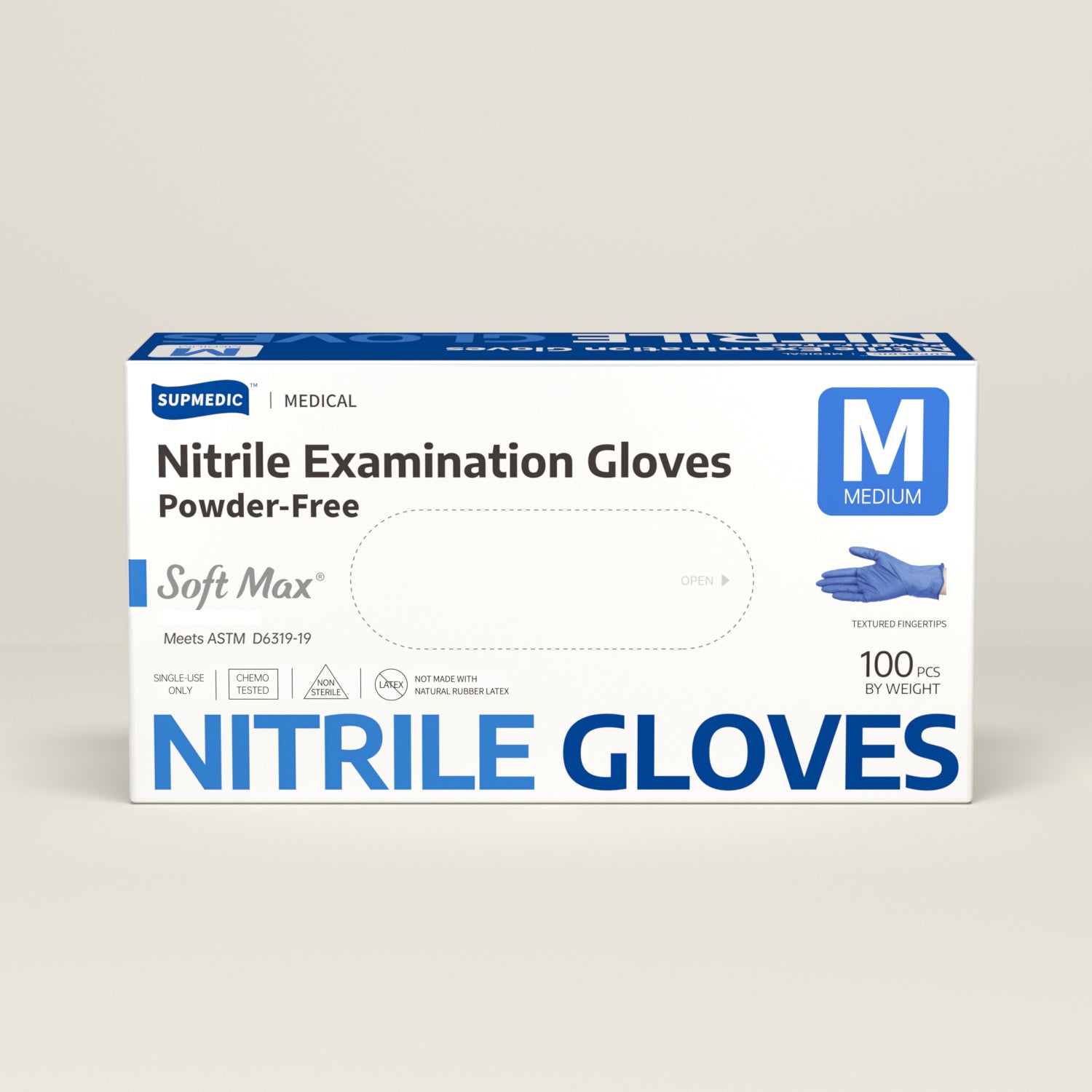 SOFT MAX Nitrile Gloves, 100 Count Latex-Free Powder-Free Non-Sterile Medical Disposable Glove, Blue Iris