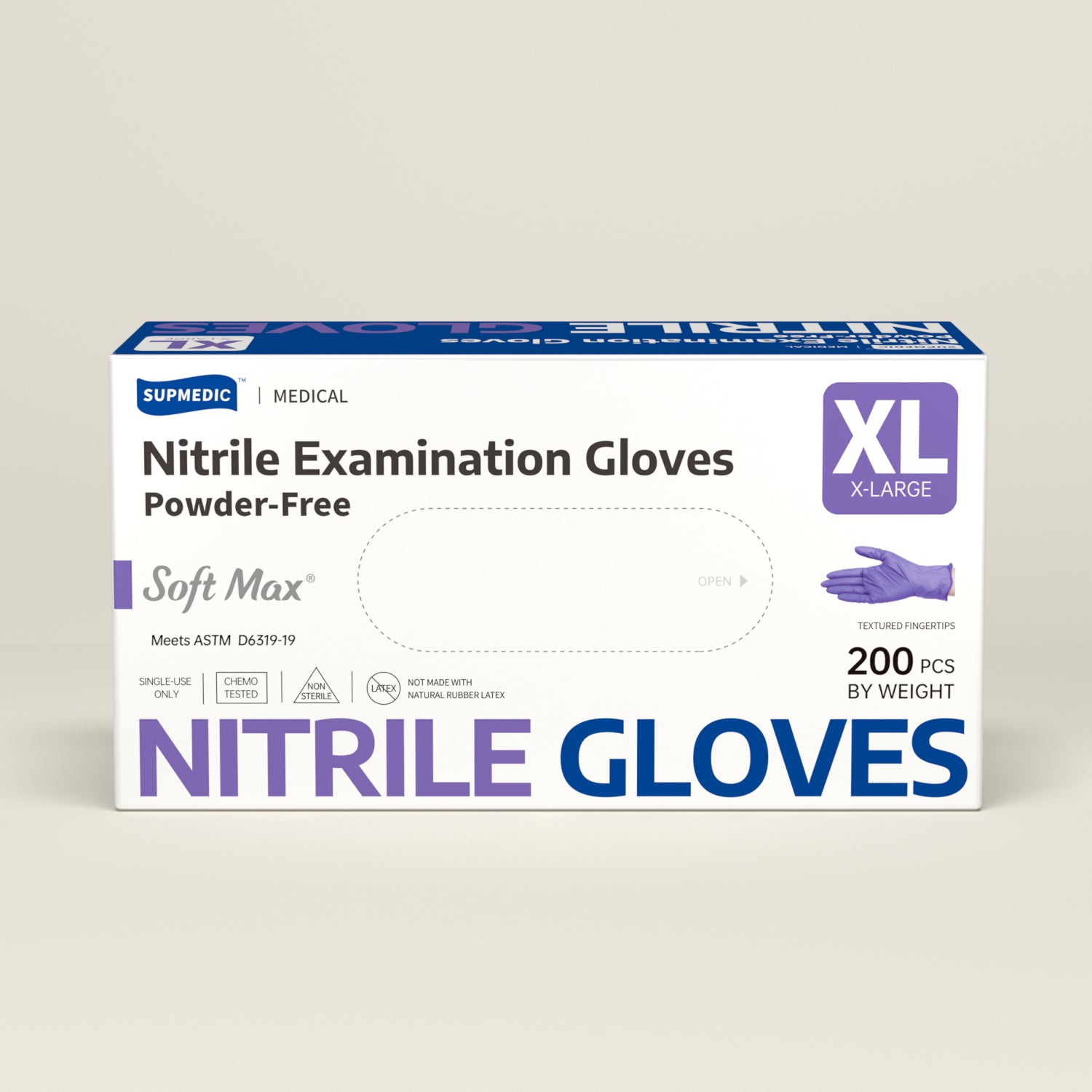 SOFT MAX Nitrile Gloves, 200 Count Latex-Free Powder-Free Non-Sterile Medical Disposable Glove, Blue Violet