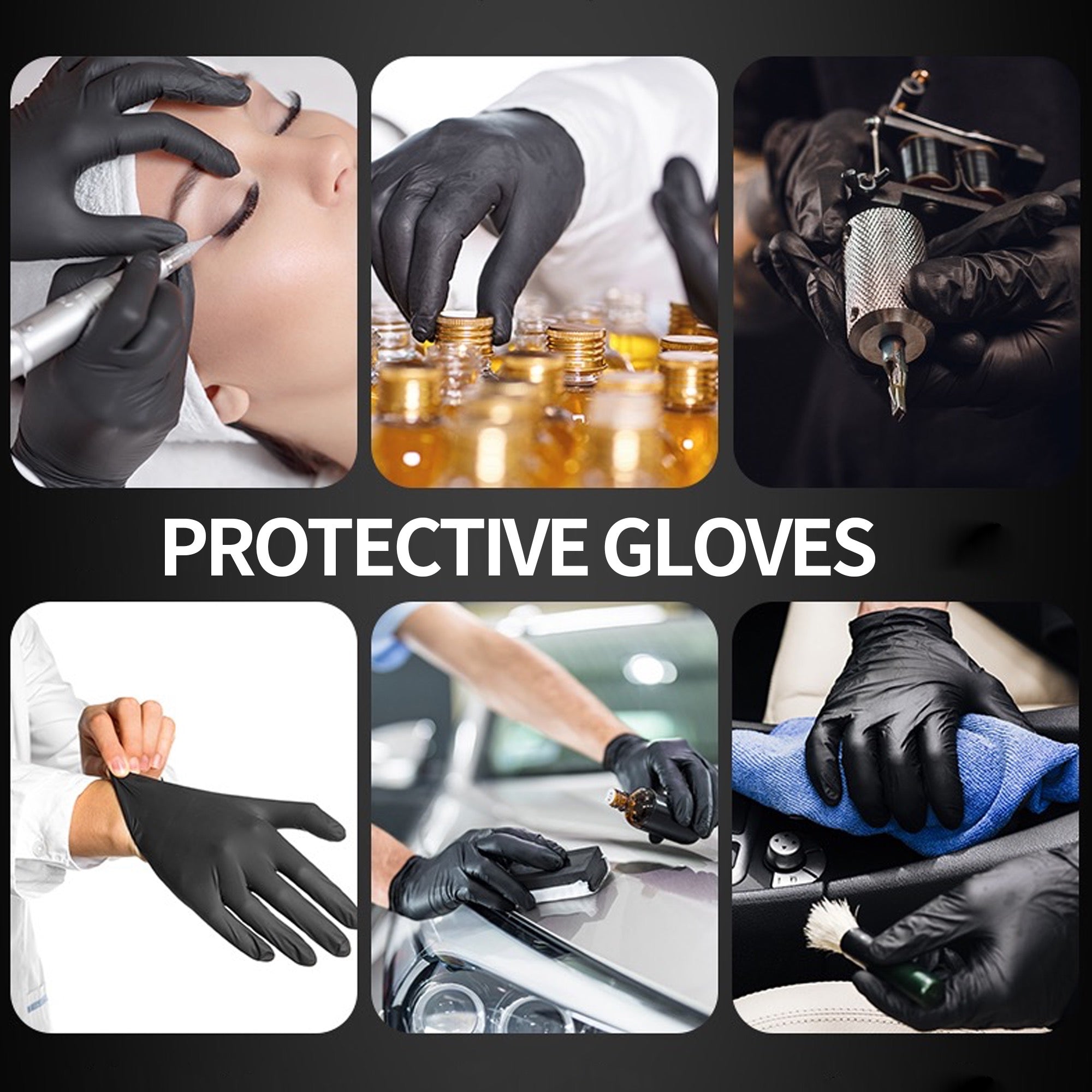 SUP. Black Nitrile Exam Glove, Disposable Medical Gloves, Box of 100 pcs (Small)