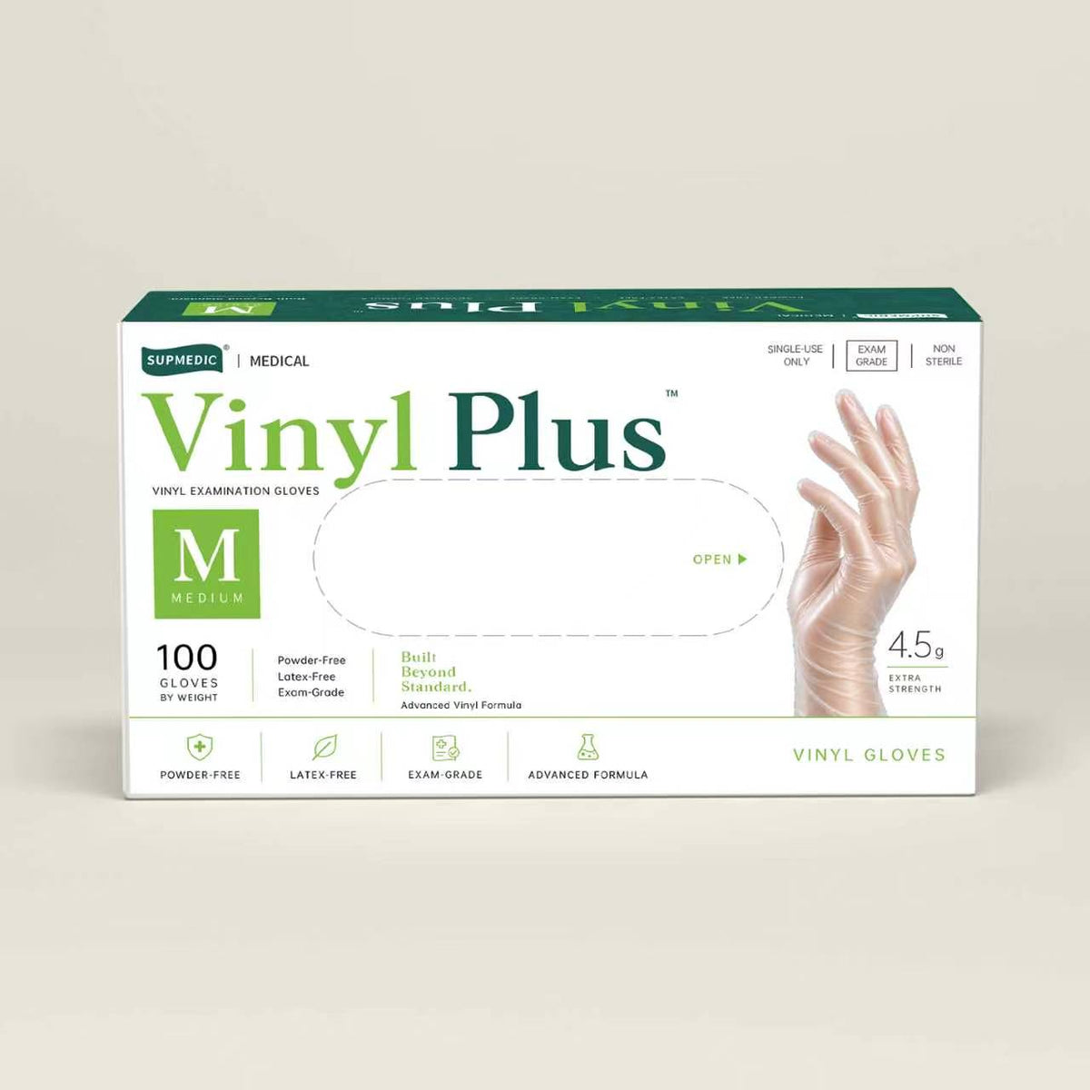 Vinyl Plus Disposable vinyl Gloves, Clear 100 Pcs