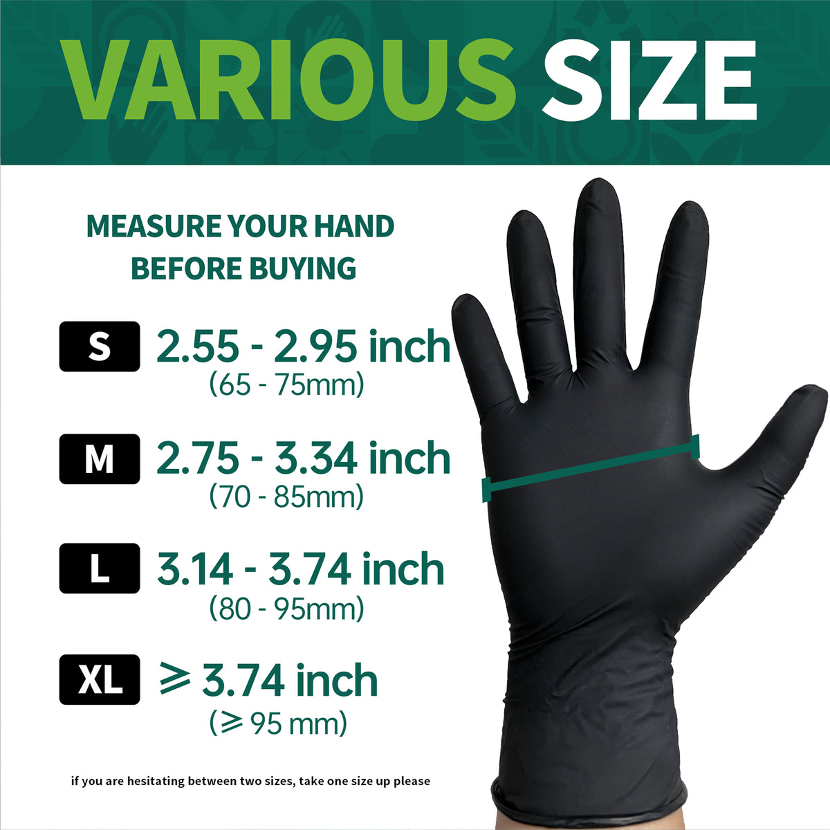 Sup. Nitrile+™ Examination Gloves, Powder Free Medical Disposable Gloves, Black, Box of 100 pcs