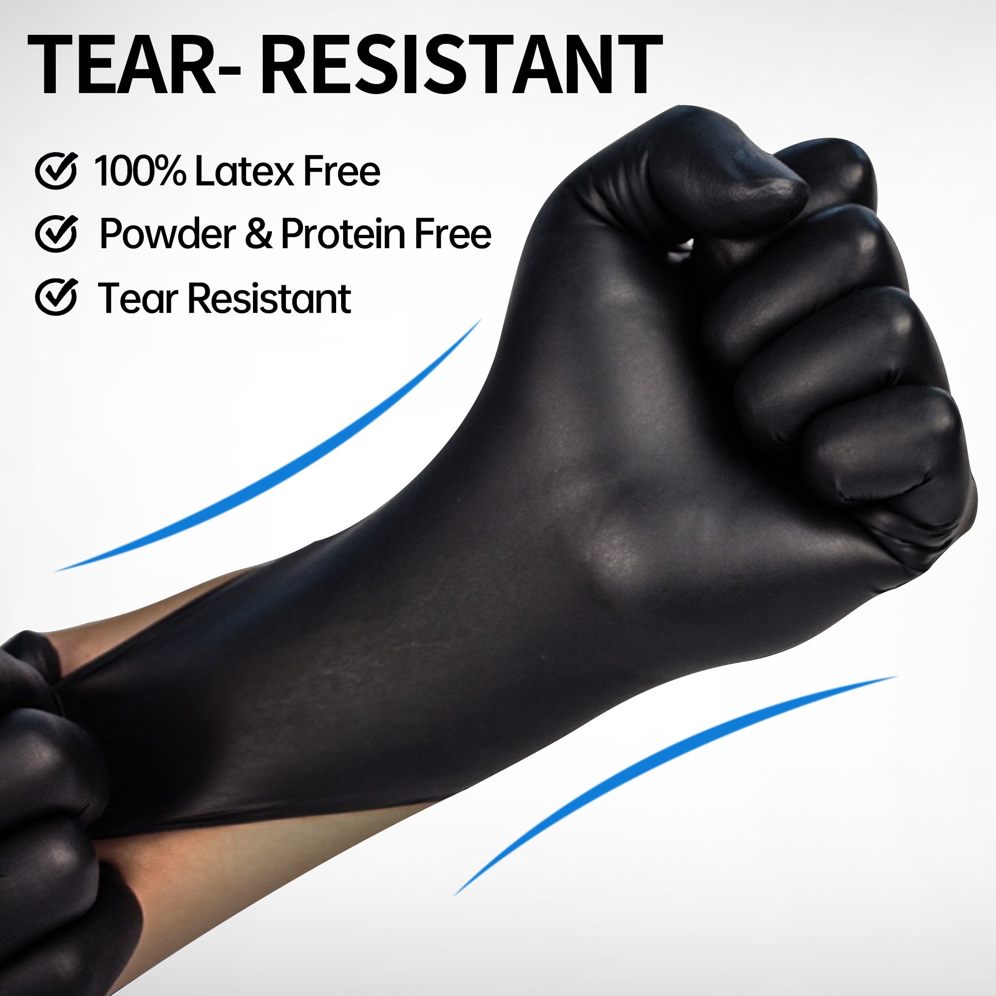 SUP. Black Nitrile Exam Glove, Disposable Medical Gloves, Box of 100 pcs (Small)