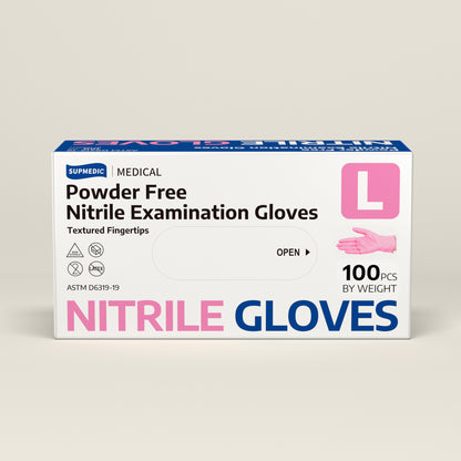 SOFT MAX Nitrile Gloves, 100 Count Latex-Free Powder-Free Non-Sterile Medical Disposable Glove, Rose Quartz