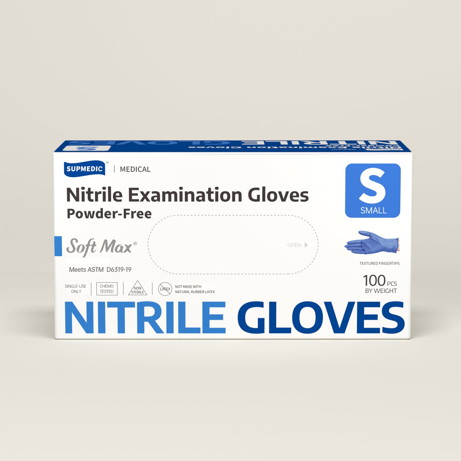 SOFT MAX Nitrile Gloves, 100 Count Latex-Free Powder-Free Non-Sterile Medical Disposable Glove, Blue Iris