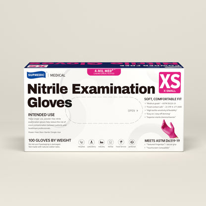 MED+ Nitrile Gloves, 4 Mil Disposable Medical Gloves Rose Orchid 100 Pcs