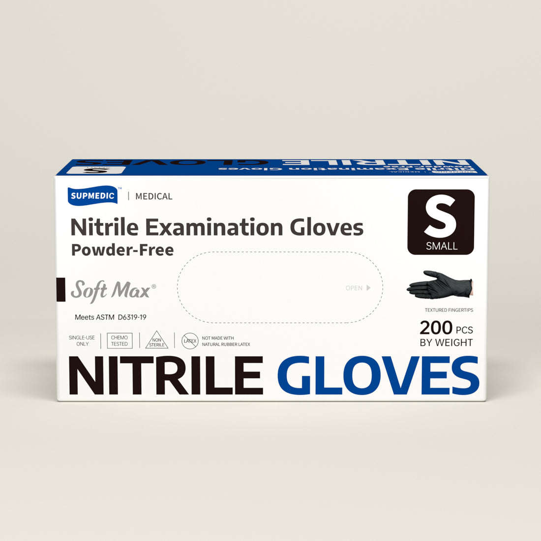 SOFT MAX Nitrile Gloves, 200 Count Latex-Free Powder-Free Non-Sterile Medical Disposable Glove, Black