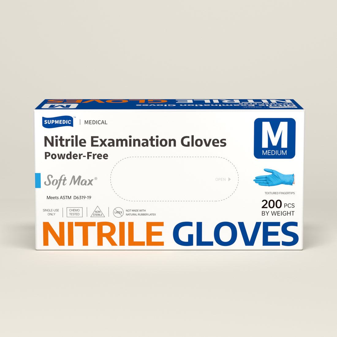 SOFT MAX Nitrile Gloves, 200 Count Latex-Free Powder-Free Non-Sterile Medical Disposable Glove, Blue