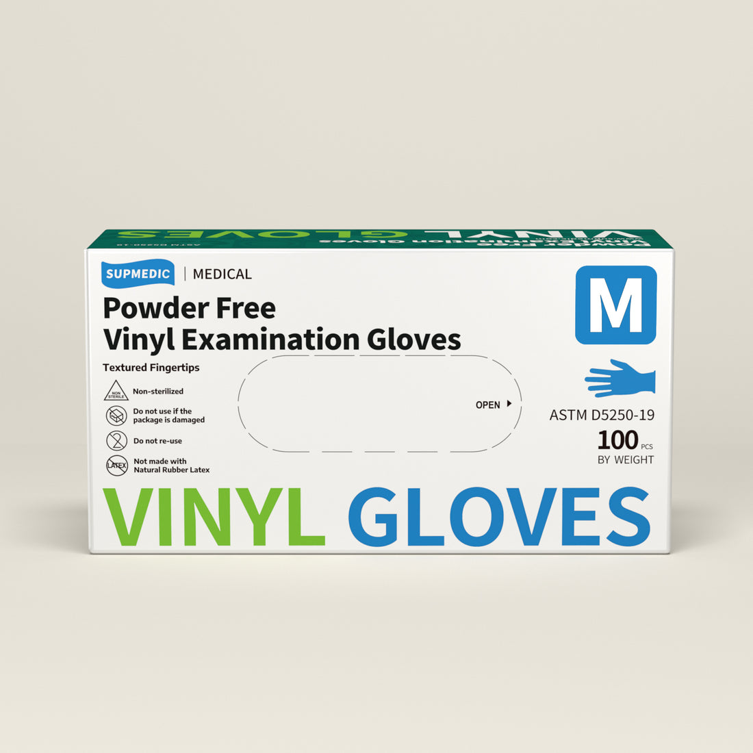 VINYL+ Disposable Gloves, 4 Mil Powder-Free Latex-Free Medical Glove, Blue 100 Pcs