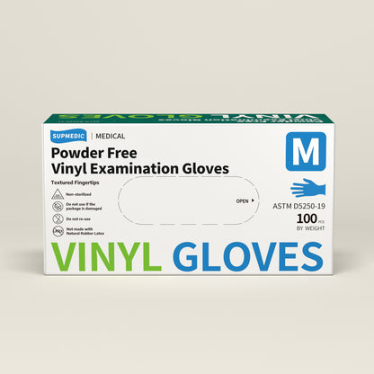 VINYL+ Disposable Gloves, 4 Mil Powder-Free Latex-Free Medical Glove, Blue 100 Pcs