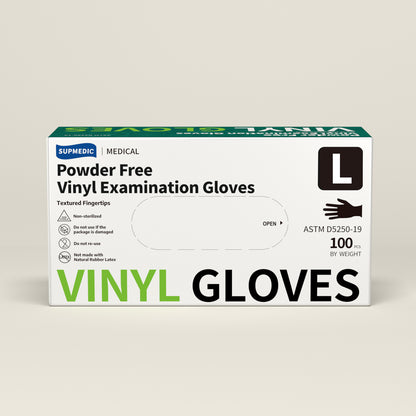 VINYL+ Disposable Gloves, 4 Mil Powder-Free Latex-Free Medical Glove, Black 100 Pcs
