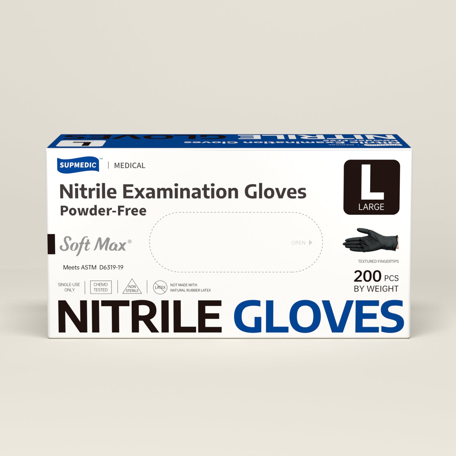 SOFT MAX Nitrile Gloves, 200 Count Latex-Free Powder-Free Non-Sterile Medical Disposable Glove, Black