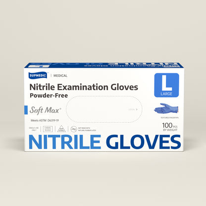 SOFT MAX Nitrile Gloves, 100 Count Latex-Free Powder-Free Non-Sterile Medical Disposable Glove, Blue Iris