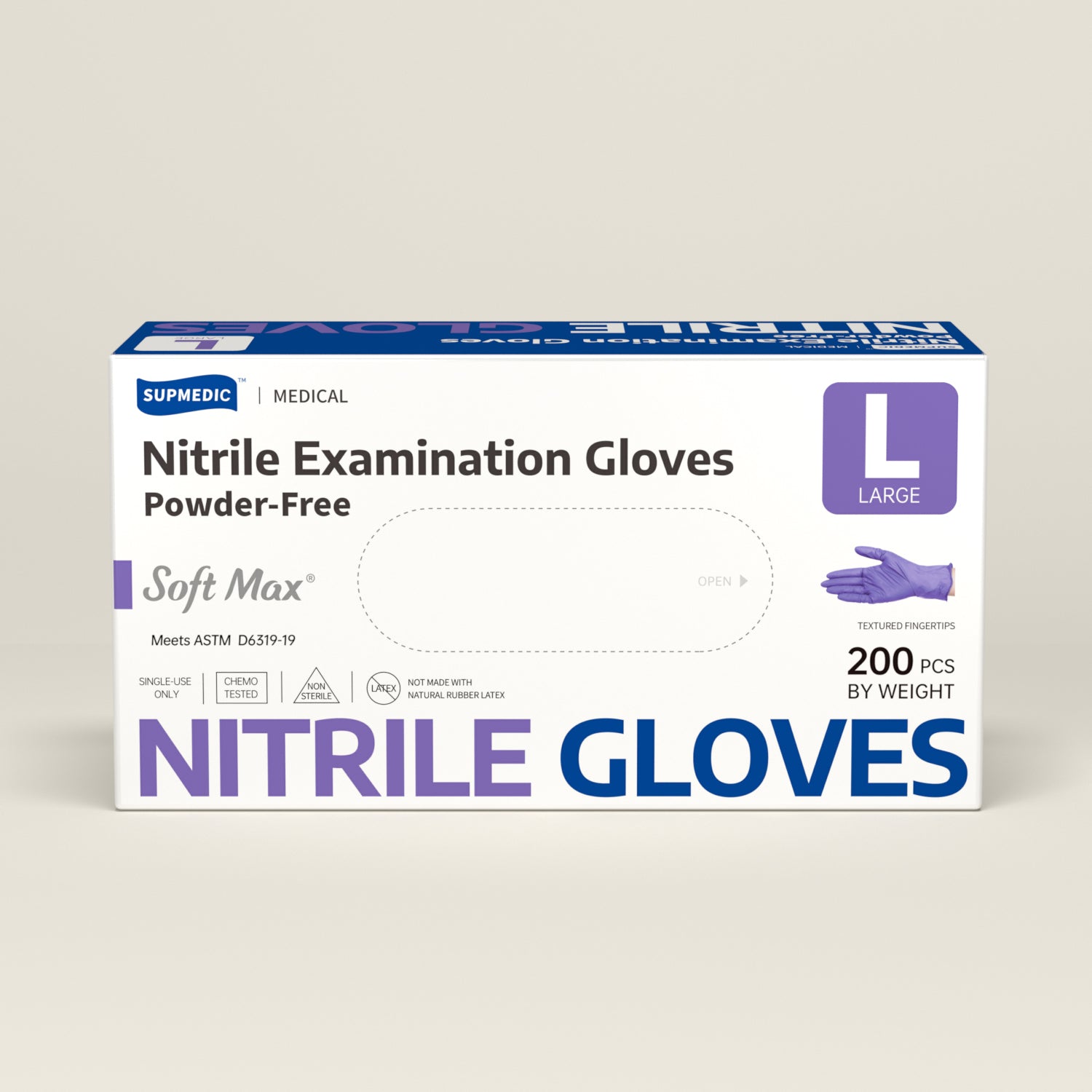 SOFT MAX Nitrile Gloves, 200 Count Latex-Free Powder-Free Non-Sterile Medical Disposable Glove, Blue Violet