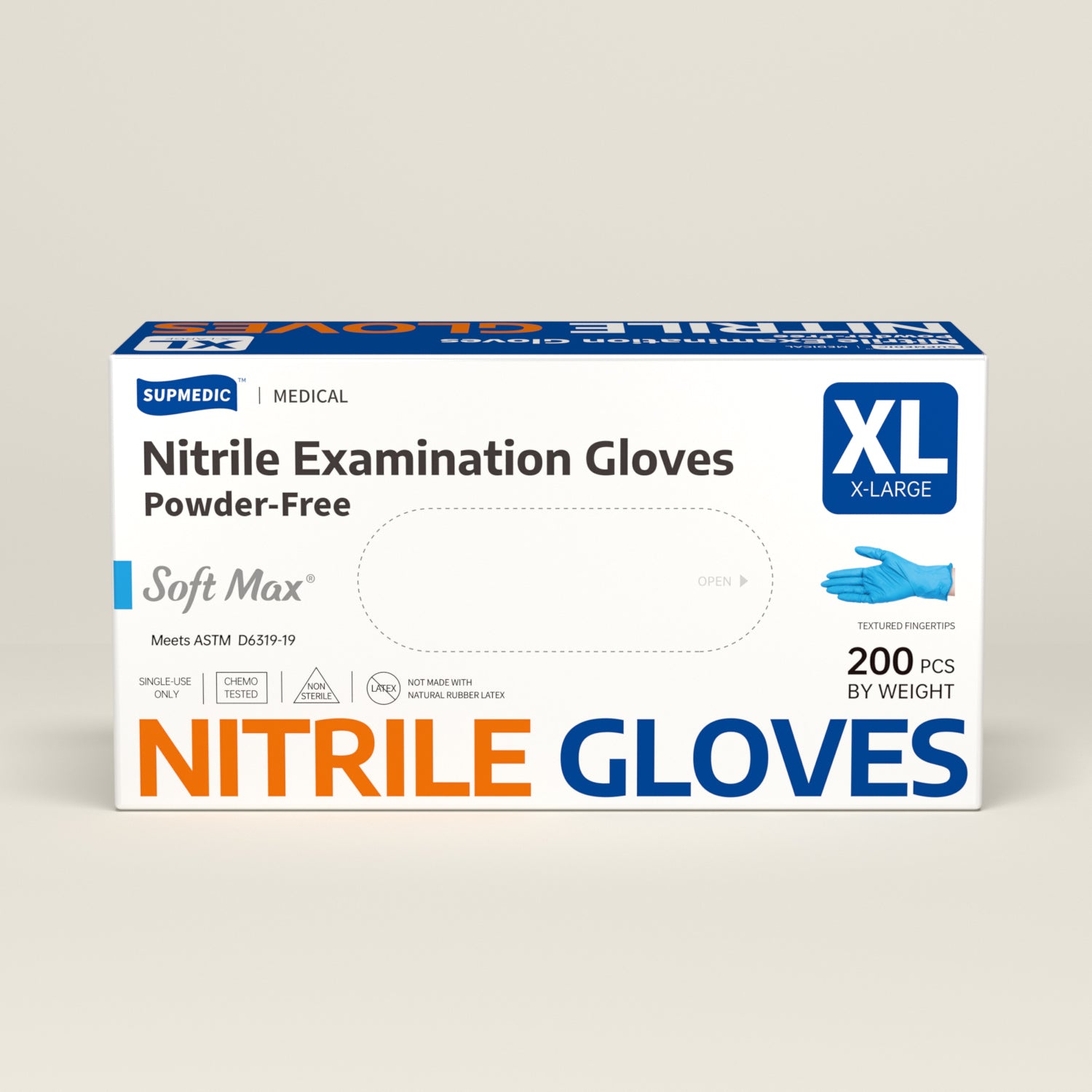 SOFT MAX Nitrile Gloves, 200 Count Latex-Free Powder-Free Non-Sterile Medical Disposable Glove, Blue