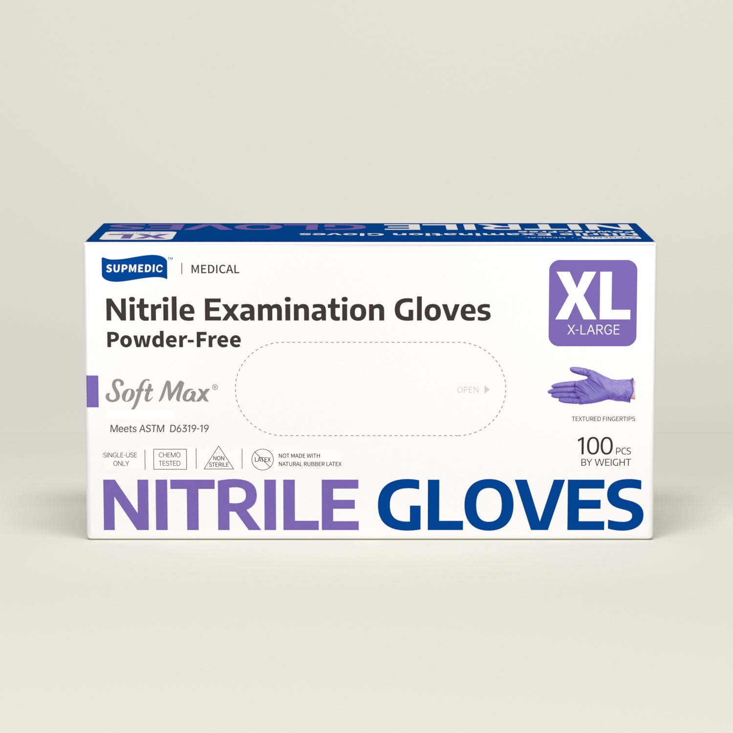 SOFT MAX Nitrile Gloves, 100 Count Latex-Free Powder-Free Non-Sterile Medical Disposable Glove, Blue Violet