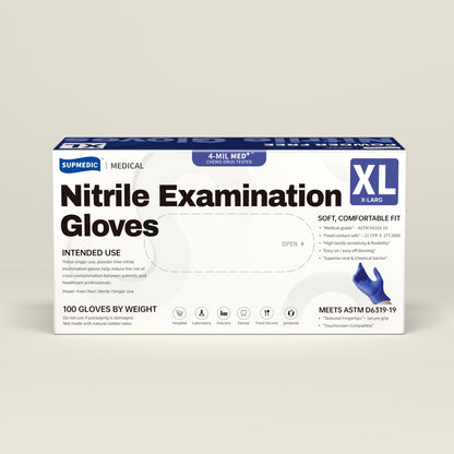 MED+ Nitrile Gloves, 4 Mil Disposable Medical Gloves Blue Violet 100 Pcs