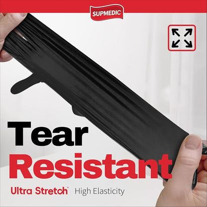 NITRILE+ Disposable Gloves, 5 mil, Black Medical Gloves 100 Pcs