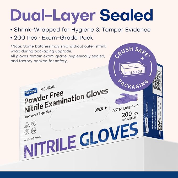SOFT MAX Nitrile Gloves, 200 Count Latex-Free Powder-Free Non-Sterile Medical Disposable Glove, Blue Violet