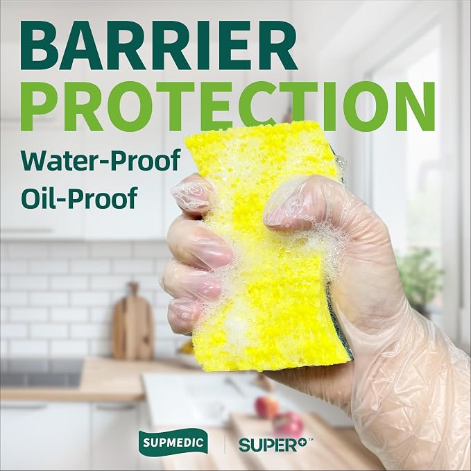 VINYL+ Disposable Gloves, 4 Mil Powder-Free Latex-Free Medical Glove, Clear 100 Pcs