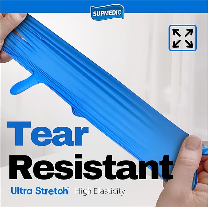 NITRILE+ Disposable Gloves, 5 mil, Blue Medical Gloves 100 Pcs