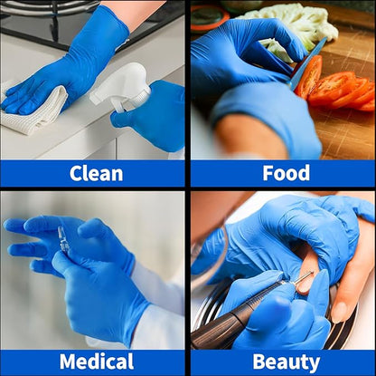 NITRILE+ Disposable Gloves, 5 mil, Blue Medical Gloves 100 Pcs