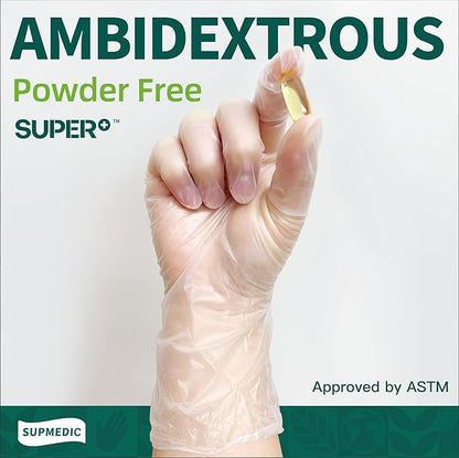 VINYL+ Disposable Gloves, 4 Mil Powder-Free Latex-Free Medical Glove, Clear 100 Pcs