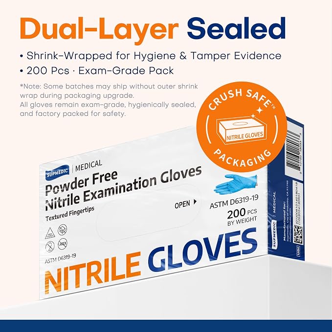 SOFT MAX Nitrile Gloves, 200 Count Latex-Free Powder-Free Non-Sterile Medical Disposable Glove, Blue