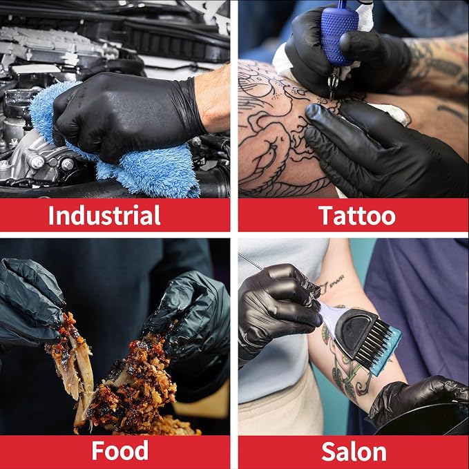 NITRILE+ Disposable Gloves, 5 mil, Black Medical Gloves 1000 Pcs