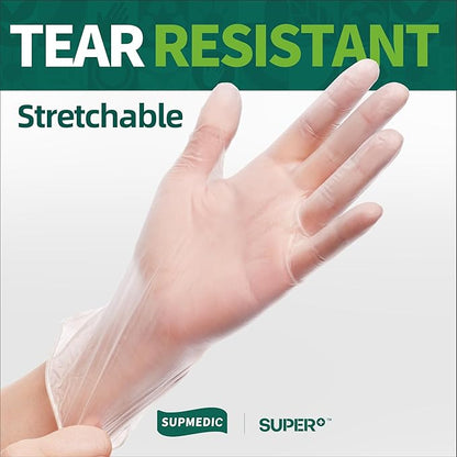 VINYL+ Disposable Gloves, 4 Mil Powder-Free Latex-Free Medical Glove, Clear 100 Pcs