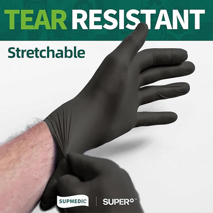 VINYL+ Disposable Gloves, 4 Mil Powder-Free Latex-Free Medical Glove, Black 100 Pcs