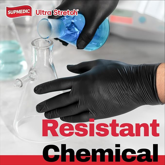 NITRILE+ Disposable Gloves, 5 mil, Black Medical Gloves 100 Pcs