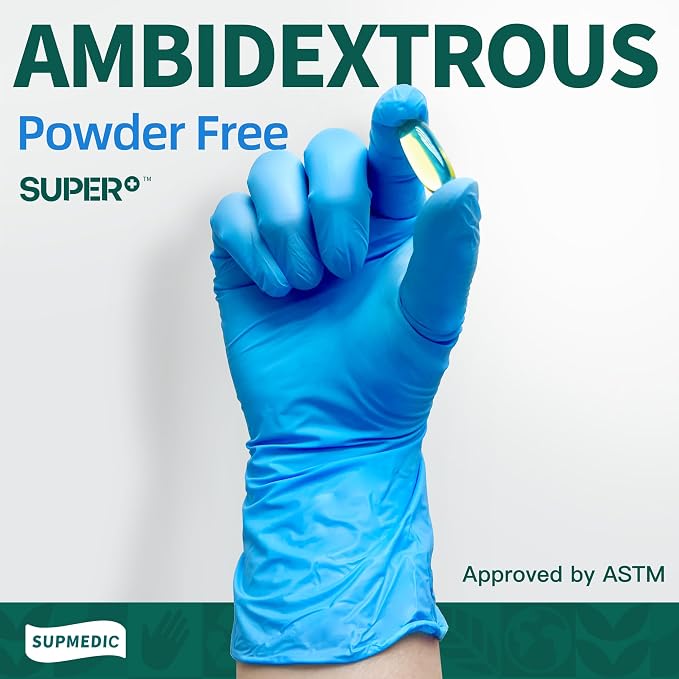 VINYL+ Disposable Gloves, 4 Mil Powder-Free Latex-Free Medical Glove, Blue 100 Pcs