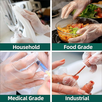 VINYL+ Disposable Gloves, 4 Mil Powder-Free Latex-Free Medical Glove, Clear 100 Pcs