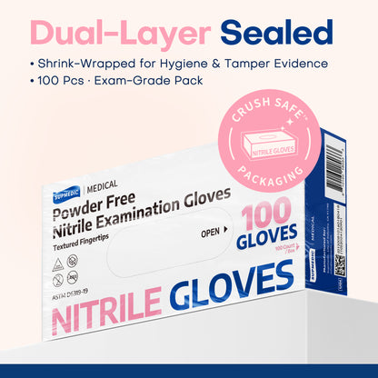 SOFT MAX Nitrile Gloves, 100 Count Latex-Free Powder-Free Non-Sterile Medical Disposable Glove, Rose Quartz