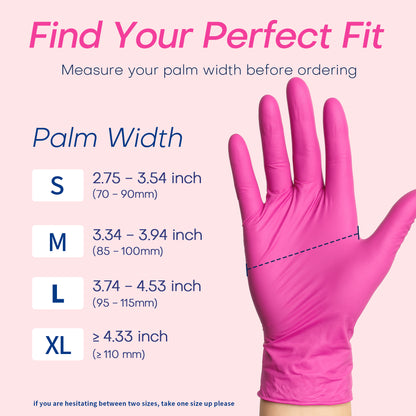 MED+ Nitrile Gloves, 4 Mil Disposable Medical Gloves Rose Orchid 100 Pcs
