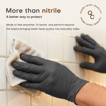 SUP® Iron Grey™ Examination Nitrile Gloves, Powder Free Food Safe Cooking Cleaning Protective Medical Gloves, Box of 100 pcs