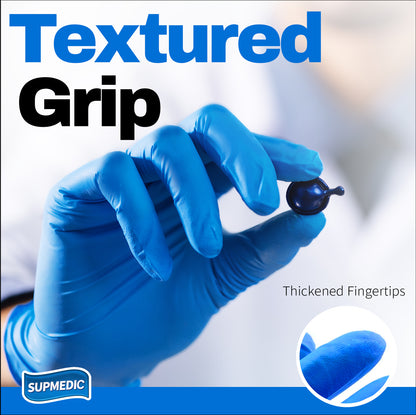 Supmedic Nitrile Plus™ Examination Gloves, Powder Free Medical Disposable Gloves, Blue, Box of 100 pcs (Small)