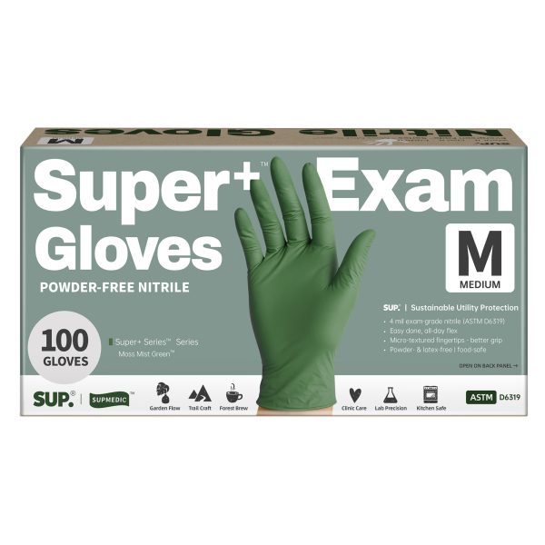 Super+™ Nitrile Examination Gloves, Powder Free Medical Disposable Gloves, Box of 100 pcs